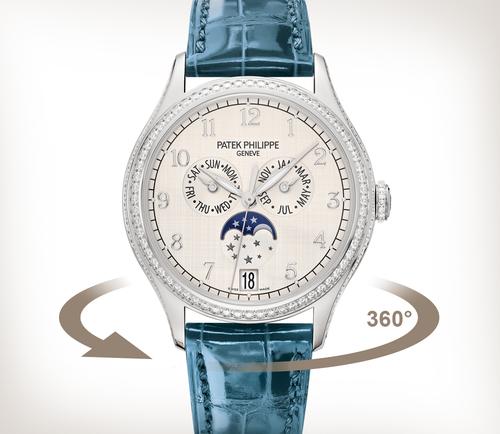 patek philippe replica nautilus blue dial inlaid with single crystal diamonds