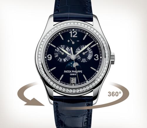 Patek Philippe Calatrava White Gold Factory Gem Set Bezel Black Index Dial Watch 4897G-010