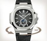 Patek Philippe Nautilus Black Strap Stainless Steel Watch 5726A 001