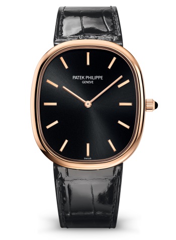 Patek Philippe Golden Ellipse Black Dial Rose Gold Watch 5738R 001