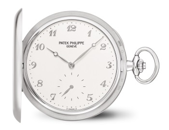 Patek Philippe White Gold Hunter Case Pocket Watch Silver