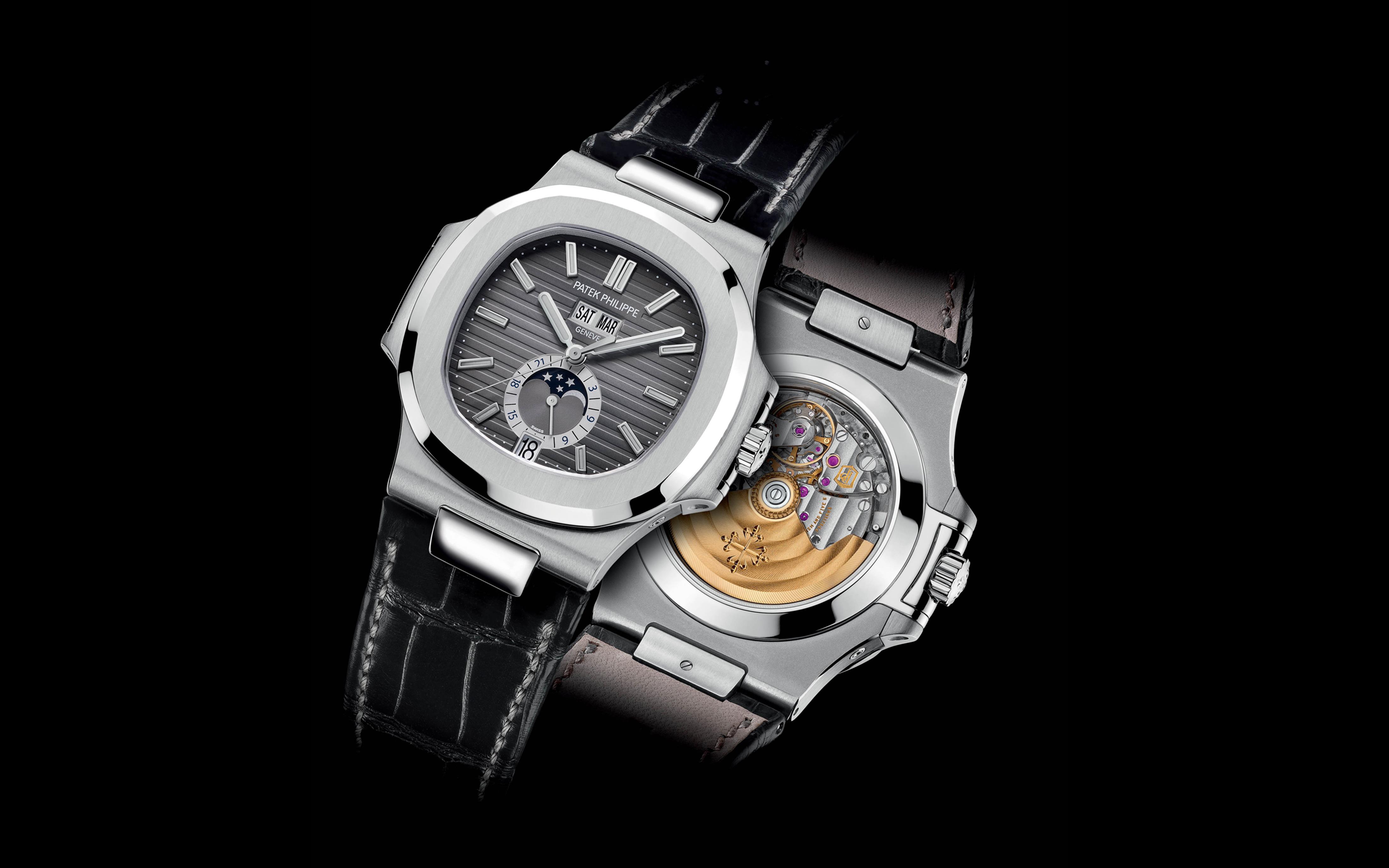 Patek Philippe Nautilus Black Strap Stainless Steel Watch 5726a 001 1166