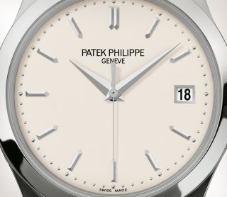 Patek Philippe 5738P Ellipse 5738P in Platinum - on Black Leather Strap with Blue Dial