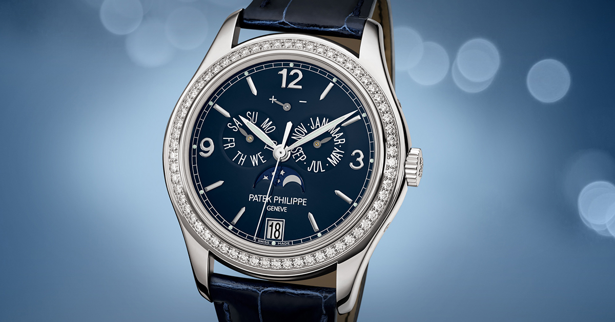 Patek Philippe Complications World Time Chronograph 18k White Gold 40mm Blue Dial